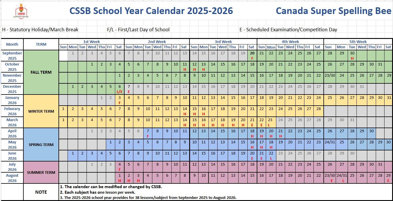 2025 School Year Calendar