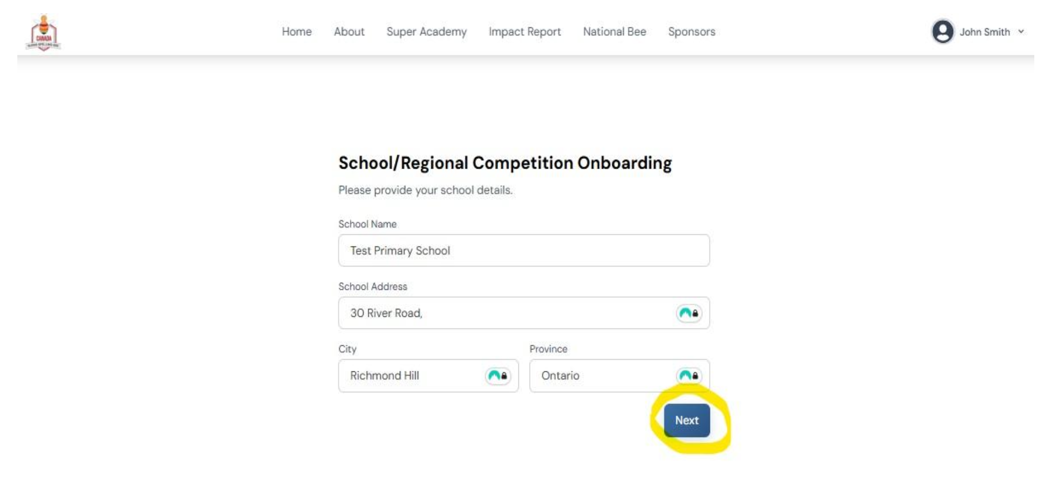 Onboarding step 2 - contact details
