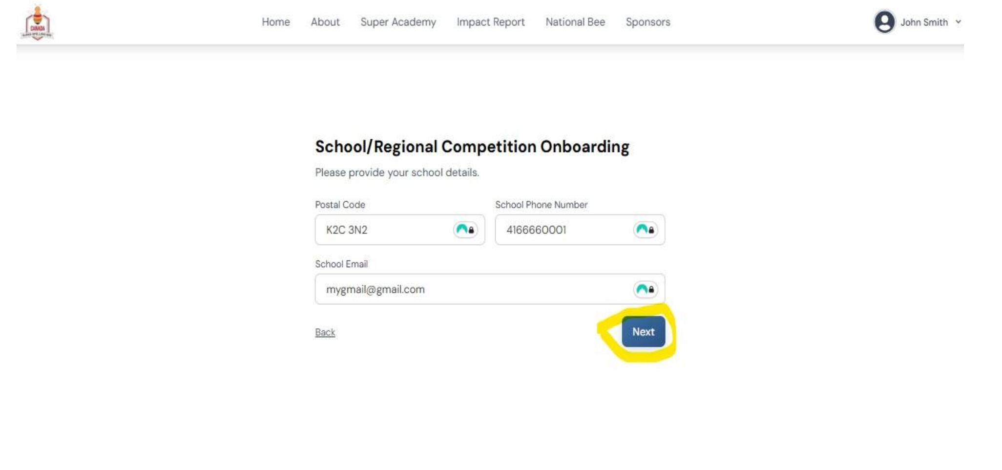 Onboarding step 3 - principal details