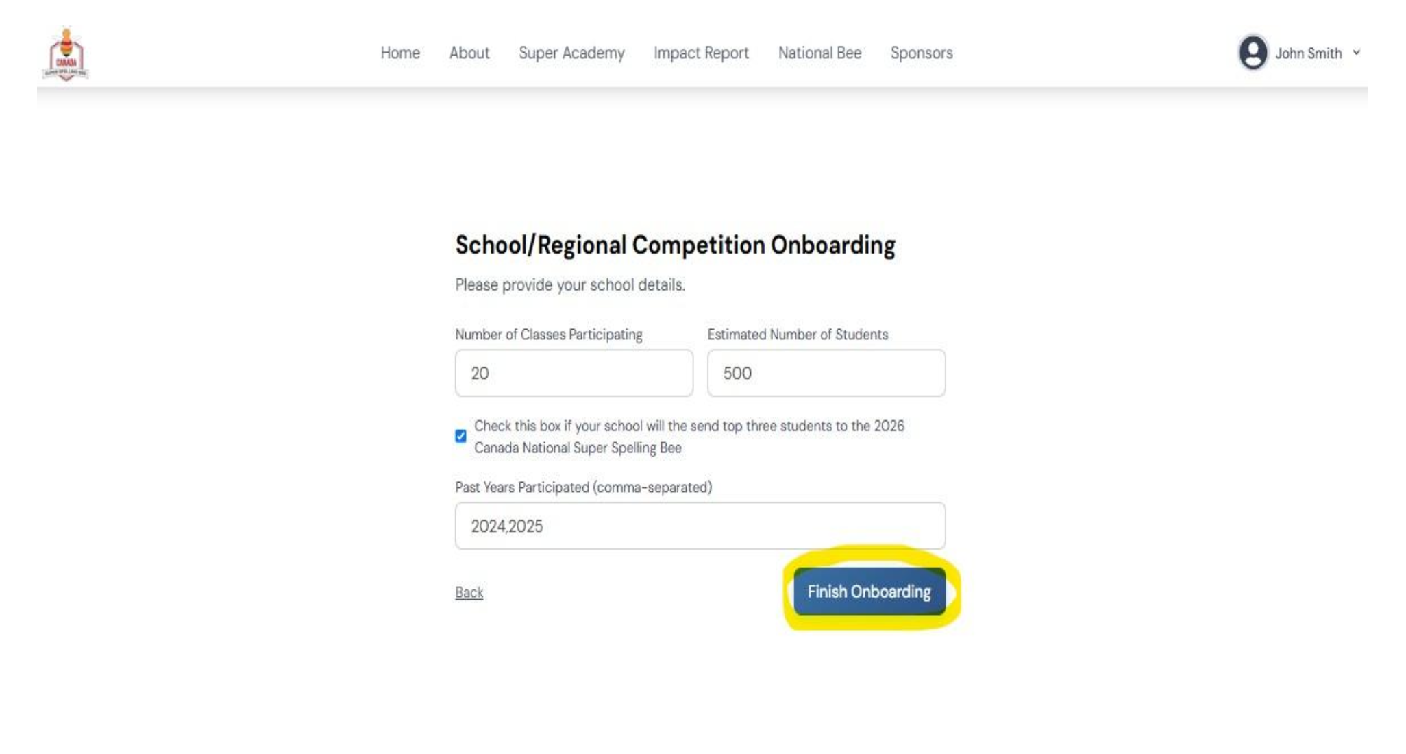 Payment summary in portal