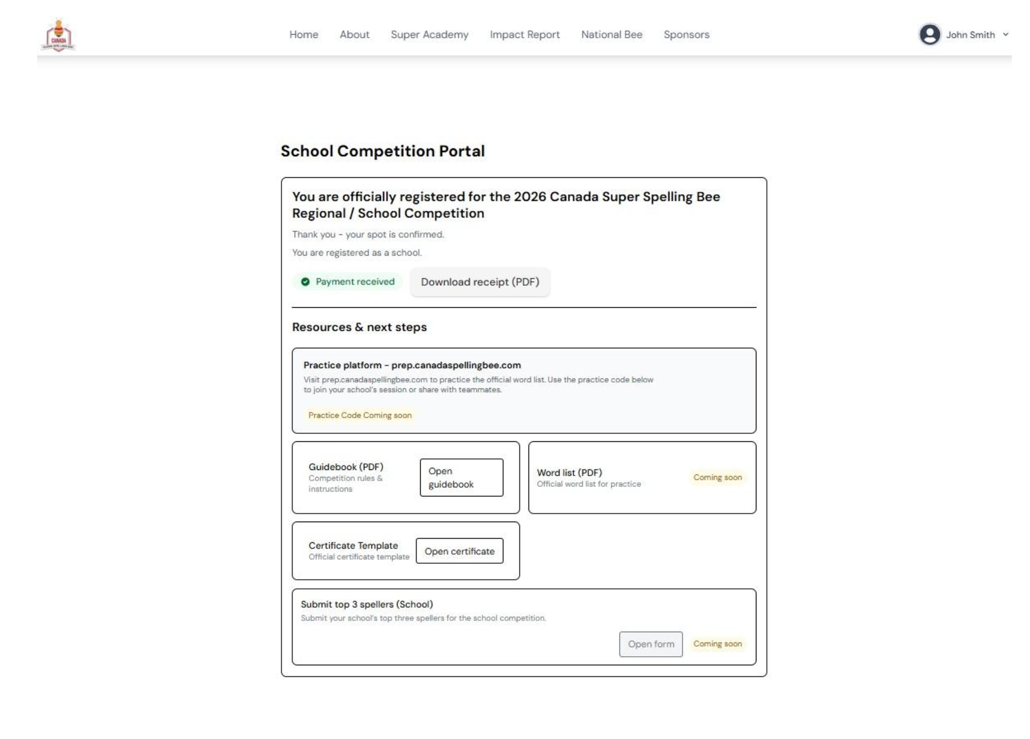 Completion confirmation