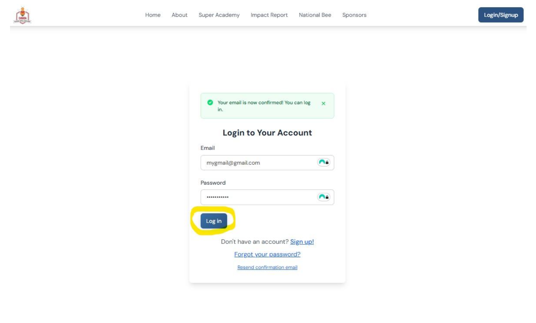 Verification email example